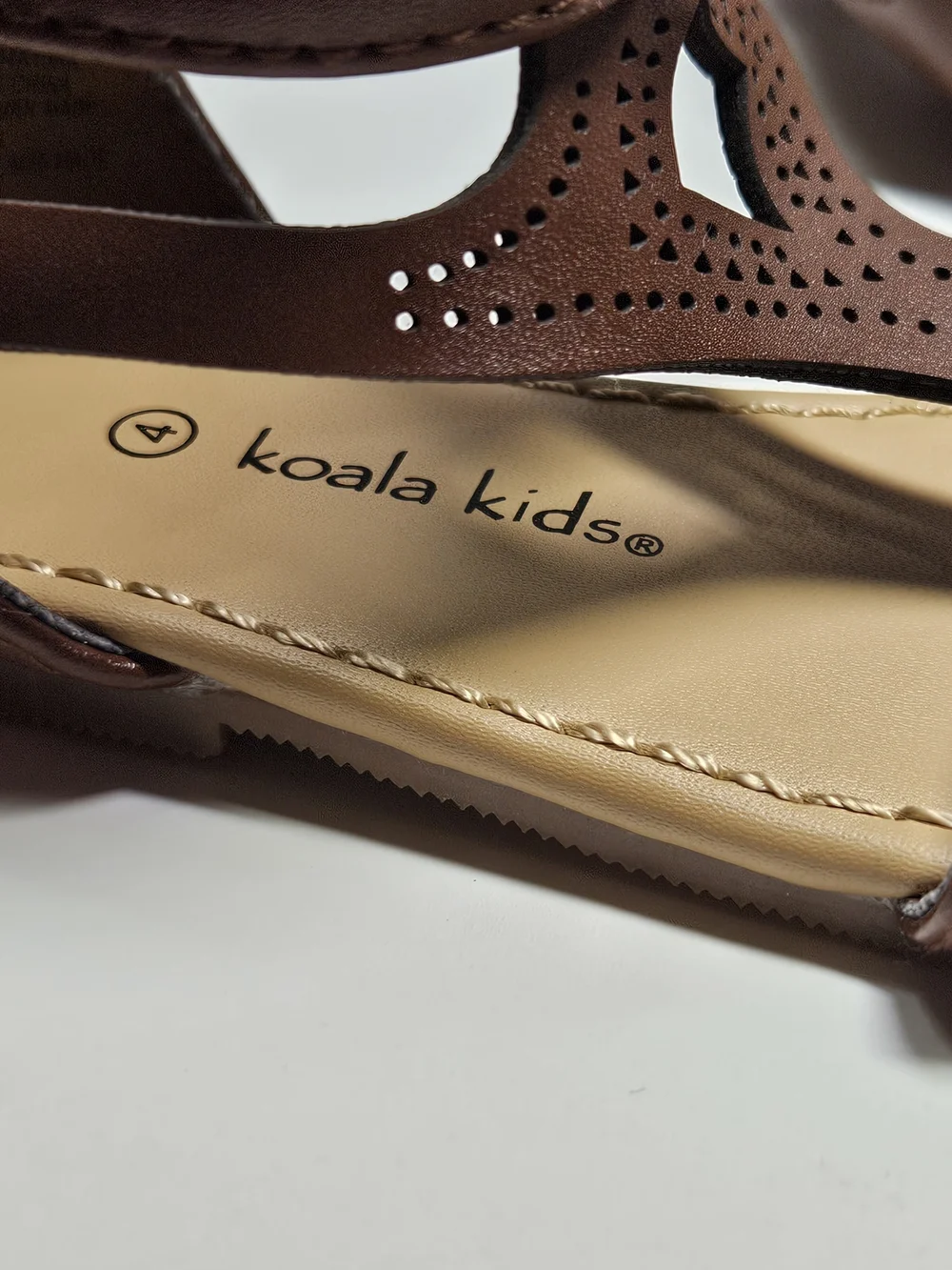 Koala Kids Toddler Girls Brown Faux Leather Studded Gladiator Sandals Size 4